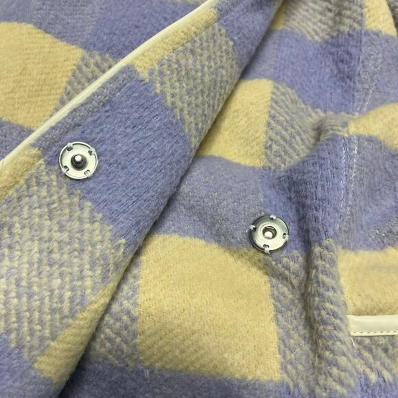 Anthropologie Andersen & Lauth Short Sleeve Button-Up Poncho Capelet Plaid - Picture 4 of 8